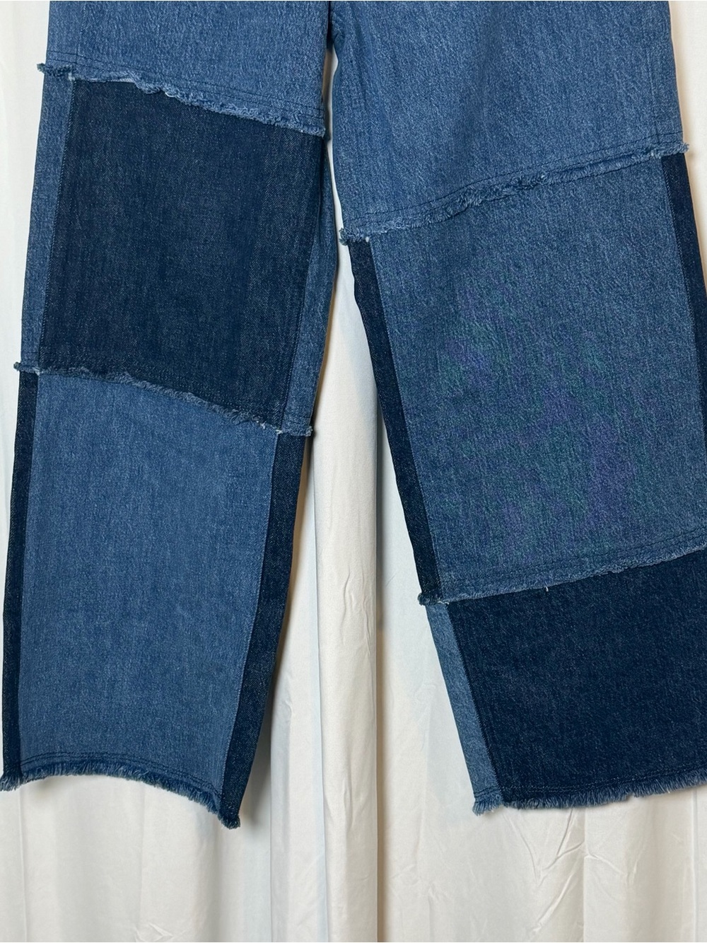 Rails Getty Crop Jeans Indigo Patchwork Wide Leg Raw Hem Womens 27 NWT - Picture 7 of 15